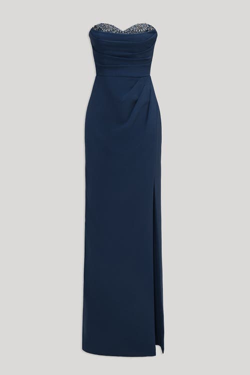 Theia Anastasia Strapless Gown In Blue
