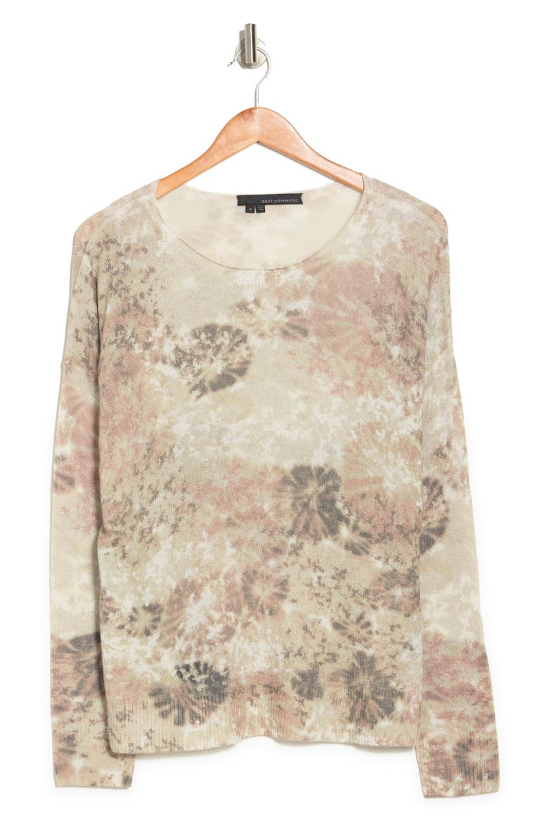 Haven Tie Dye Cashmere Pullover Sweater, Alternate, color, NOUGAT MULTI