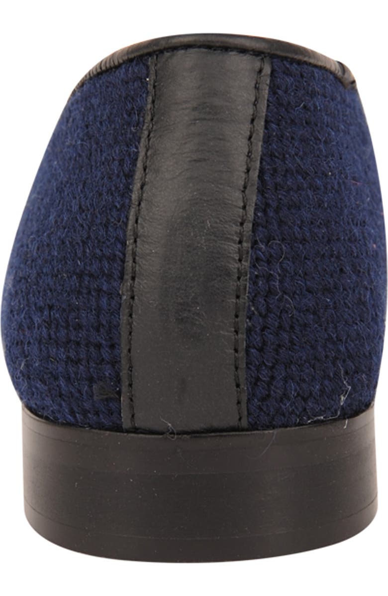 ByPaige Needlepoint Peony Flat, Alternate, color, Pink Peony On Navy Loafer