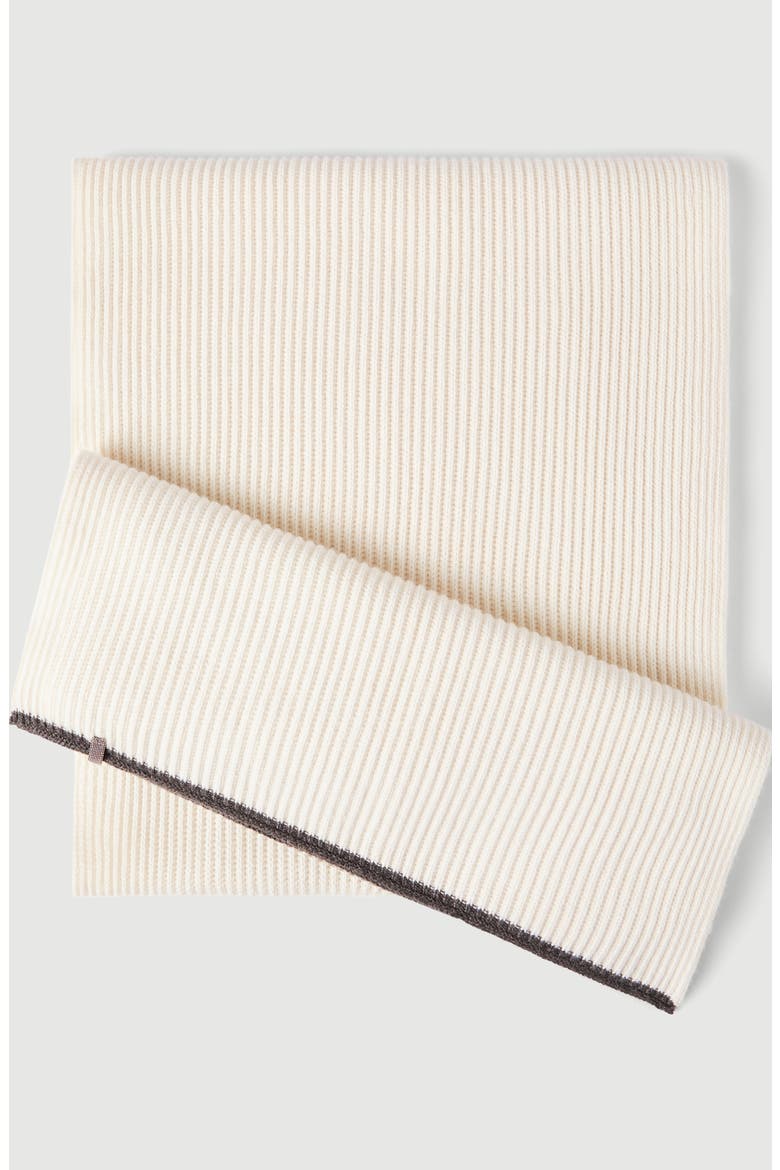 Cashmere English rib knit scarf with monili, Alternate, color, Panama