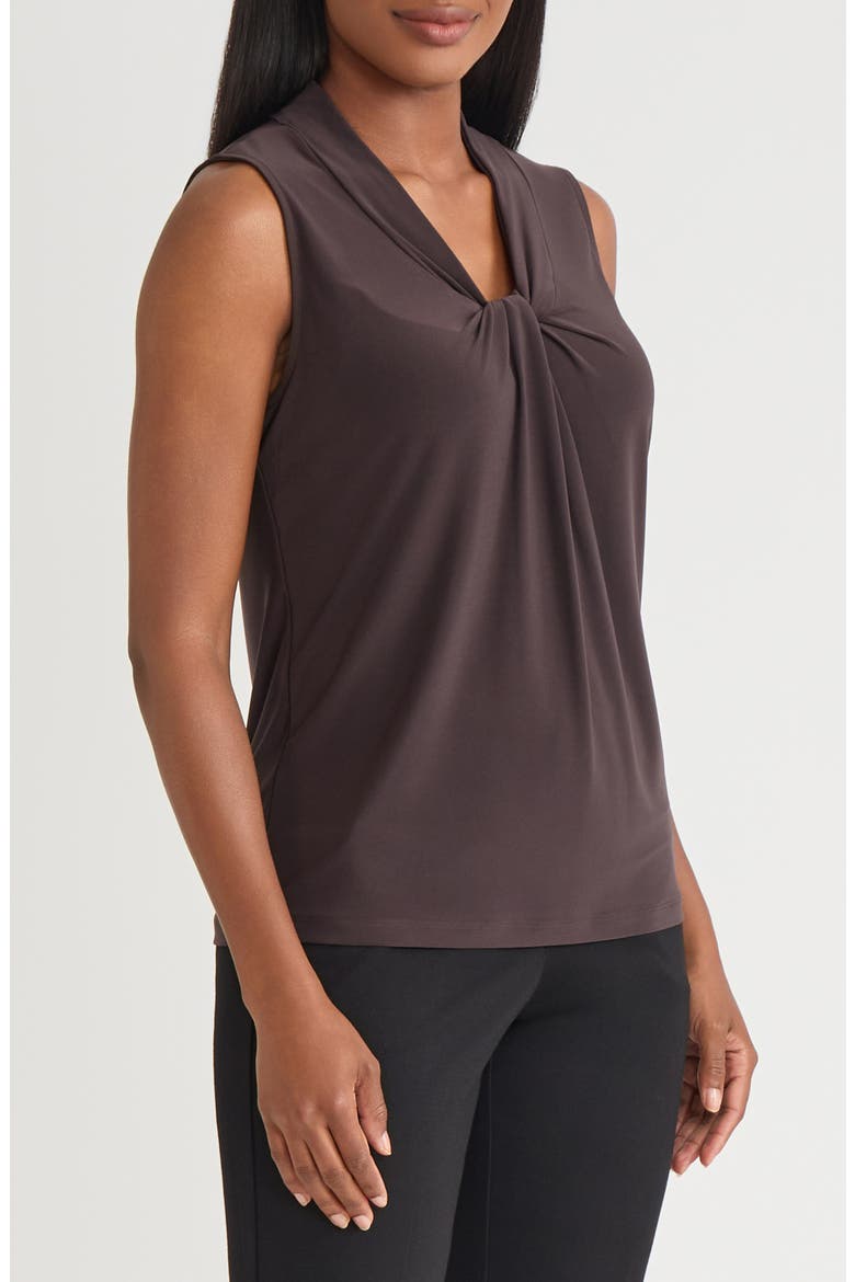 Knot Front Sleeveless Top, Alternate, color, RICH CHOCOLATE