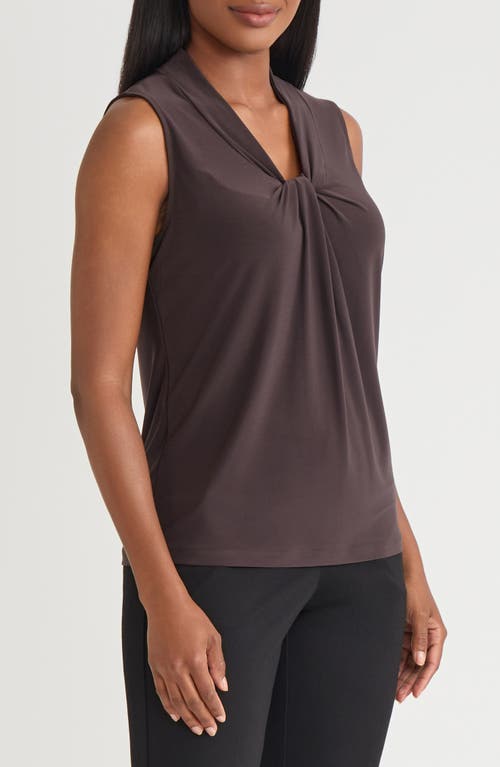Kasper Knot Front Sleeveless Top In Brown
