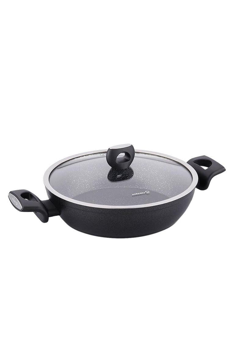 Nora 2 Piece 3.6 Liter Alumium Nonstick Low Casserole Dish with Lid, Main, color, Black