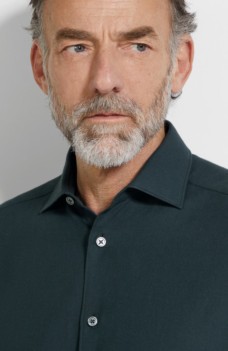 ZEGNA Cashco Cashmere & Cotton Button-Up Shirt, Alternate, color, Dark Green