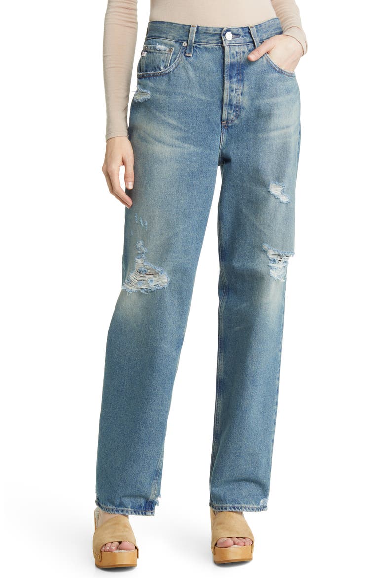 Clove High Waist Straight Leg Jeans, Main, color, 19 YEARS REUNION DESTRUCTED