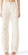 Steve Madden Rori Embroidered Floral Eyelet Wide Leg Jeans