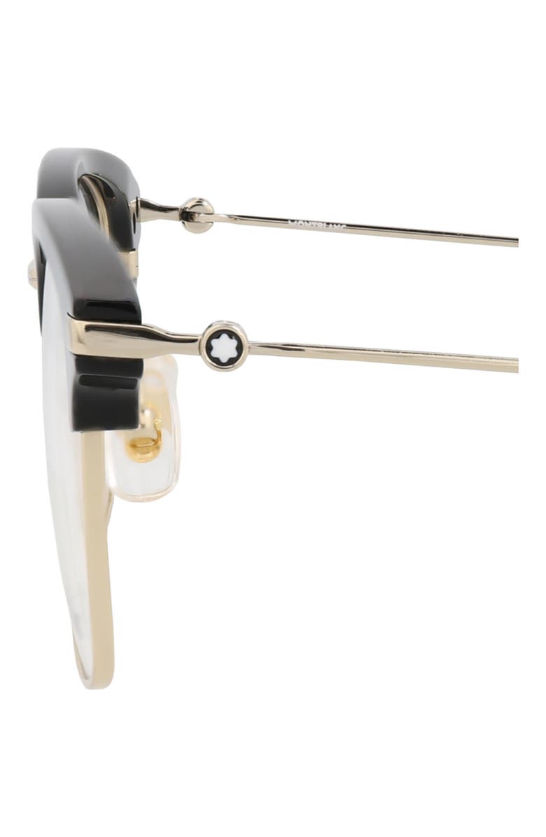 Montblanc 53mm Clubmaster Optical Glasses, Alternate, color, Black Gold Transparent