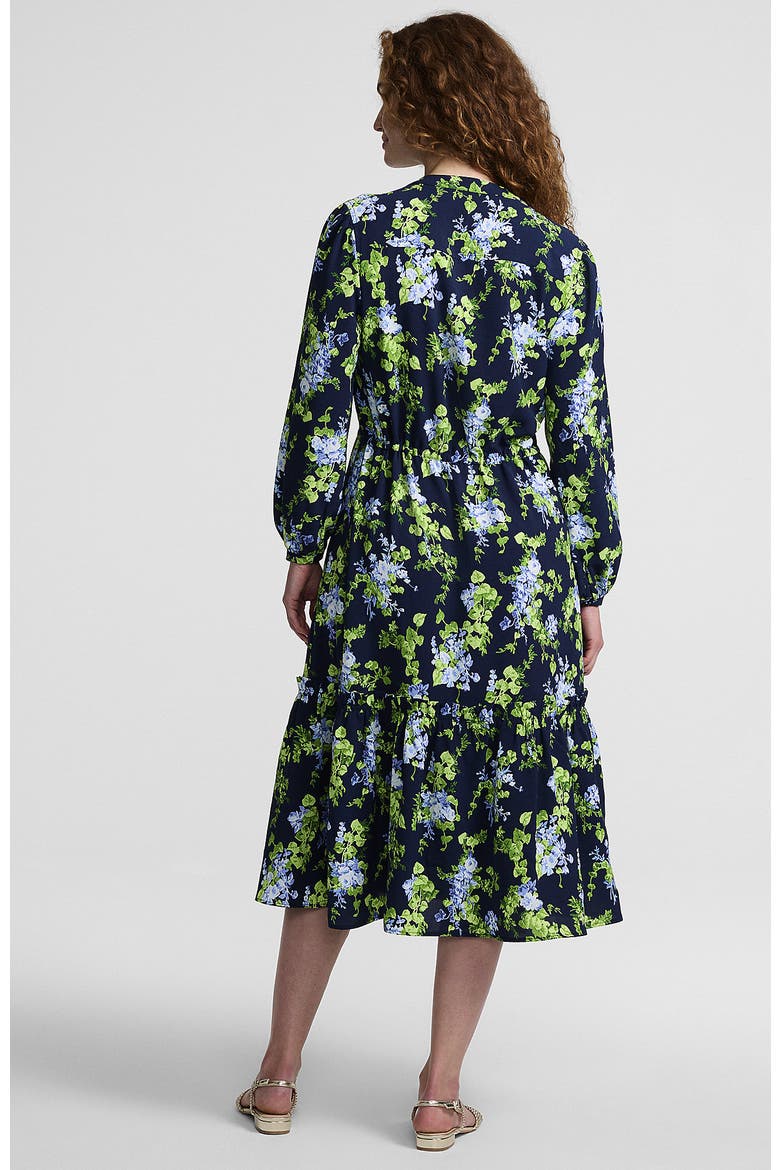 Bracelet Button Front Midi Dress, Alternate, color, Deep Sea/Blue Blooms