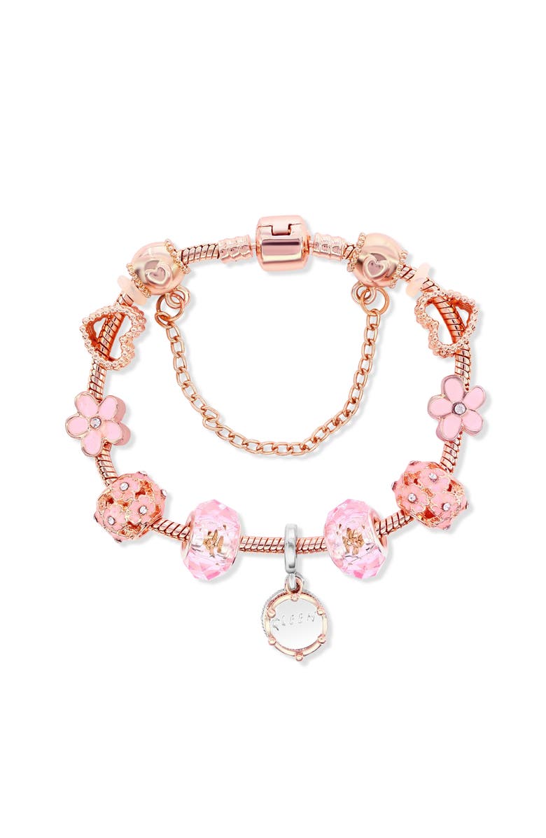 Donatello Gian Rose Tone Floral Charm Bracelet, Main, color, Rose