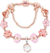Donatello Gian Rose Tone Floral Charm Bracelet