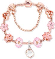 Donatello Gian Rose Tone Floral Charm Bracelet