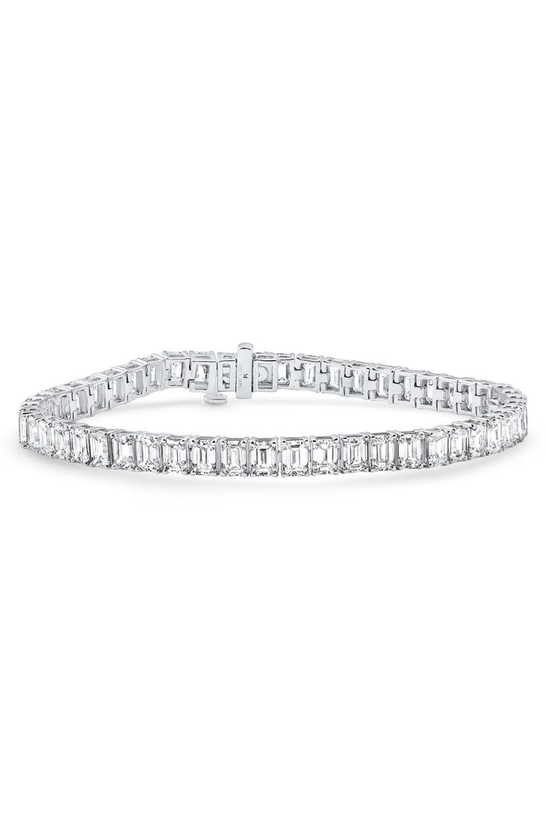 15Ct Emerald Cut Diamond Tennis Bracelet 7" 14k Gold, Alternate, color, 14k White Gold