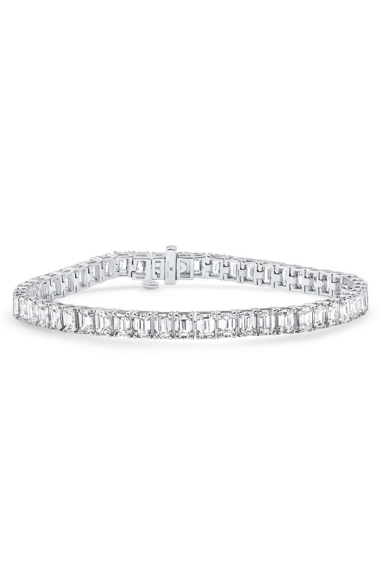 Bliss Diamond 15Ct Emerald Cut Diamond Tennis Bracelet 7" 14k Gold, Alternate, color, 14K White Gold