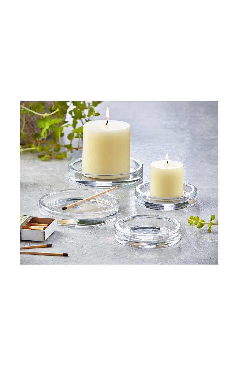 tag Radiance Small Glass Pillar Candle Holders Set Clear Decor, Alternate, color, Clear