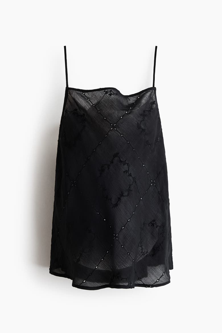 Broderie Anglaise Strappy Top, Main, color, Black