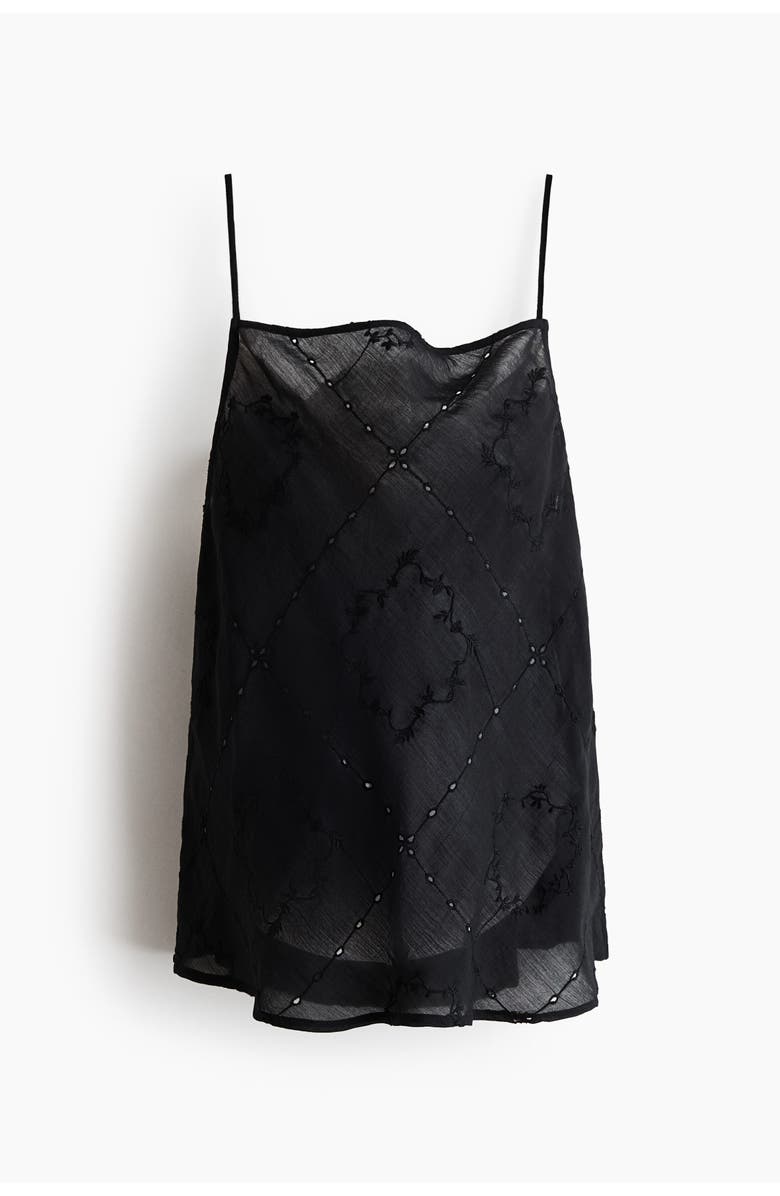 H&M Broderie Anglaise Strappy Top, Main, color, Black