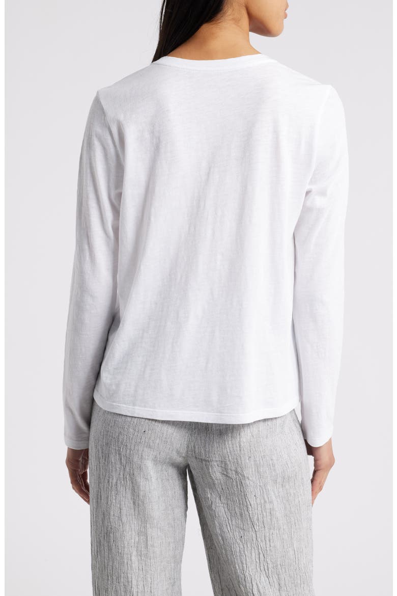 Easy V-Neck Long Sleeve Organic Cotton T-Shirt, Alternate, color, WHITE