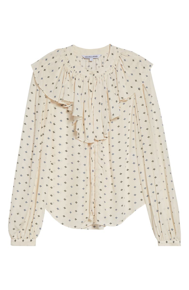 Veronica Beard Gomez Ruffle Print Shirt, Alternate, color, Ecru Multi