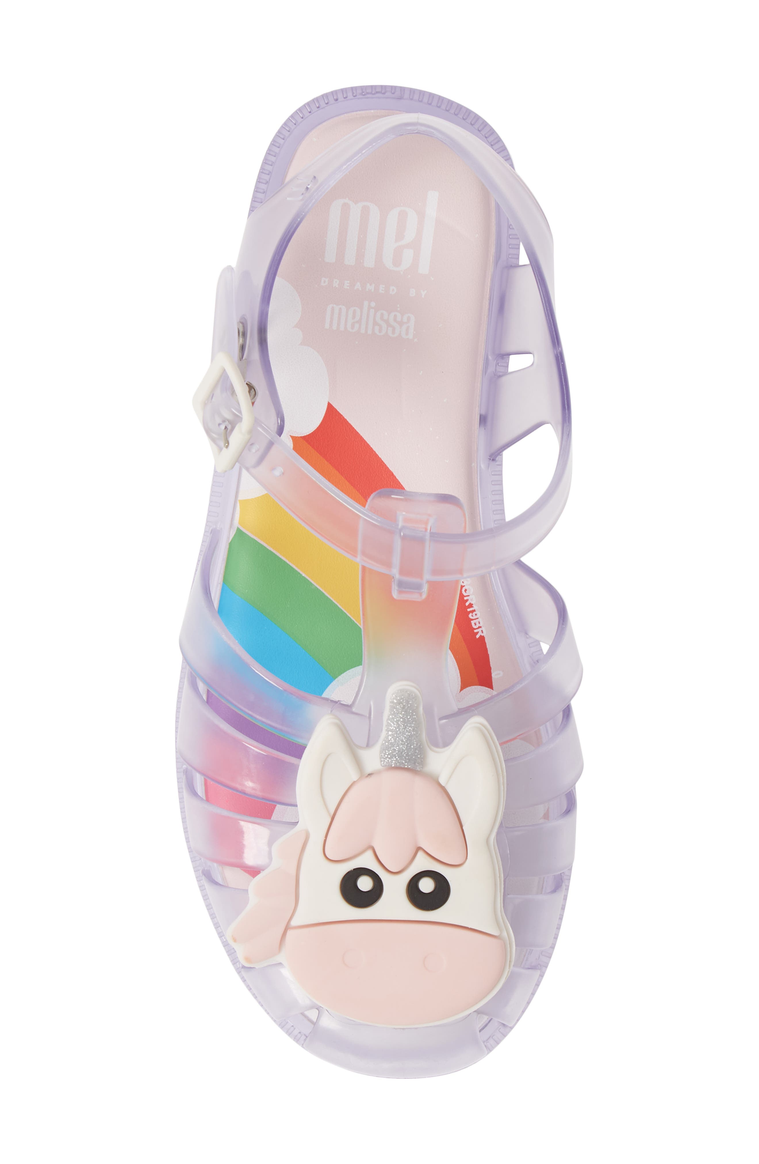 Mel by Melissa Possession Unicorn Glitter Sandal, Alternate, color, 