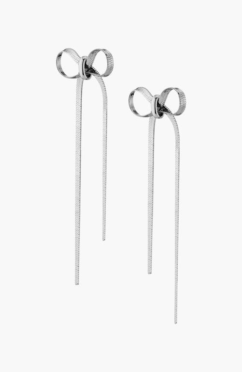 Aurate Mini Herringbone Bow Earrings In White