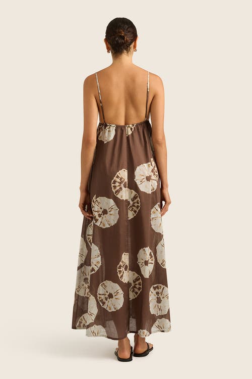 Shop Hope And May Palma Plunge V Neck Cotton Maxi Print Dress In Tie Dye
