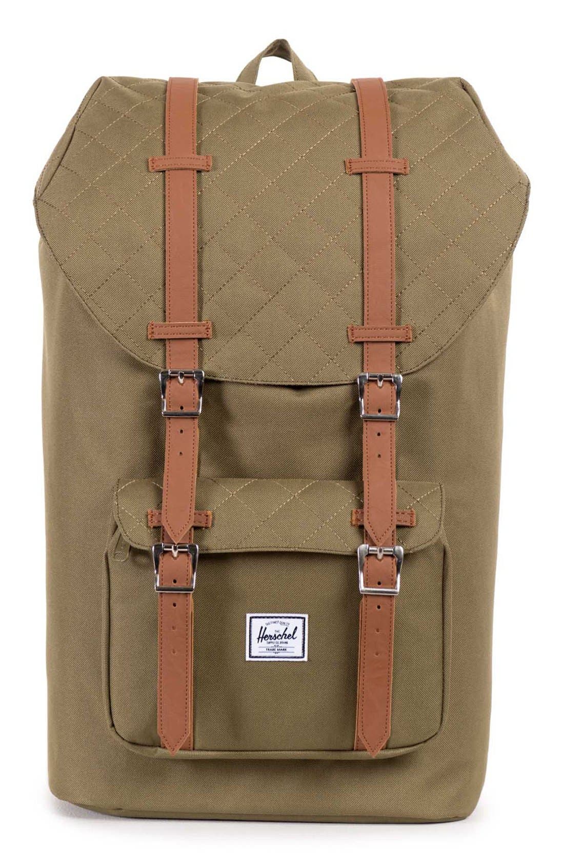 'Little America' Backpack, Main, color, ARMY QUILT