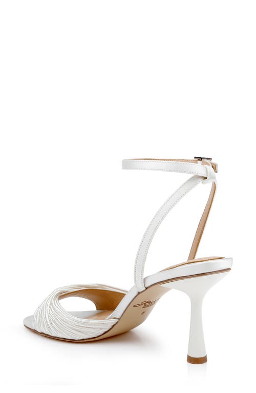 Jewel Badgley Mischka Nanette Braided Ankle Strap Sandal In Ivory Satin
