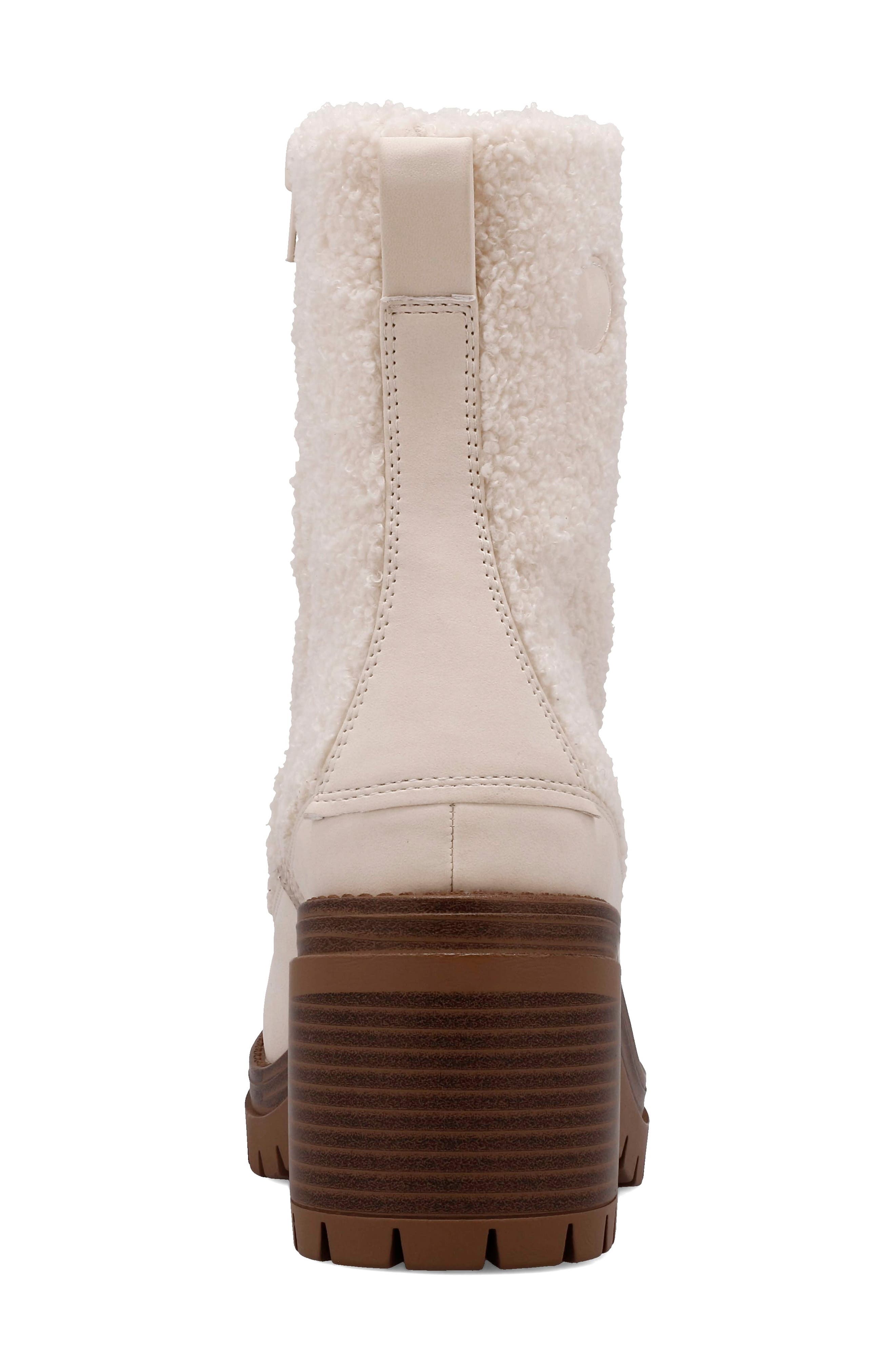 MIA Alpes Faux Shearling Trimmed Lug Sole Boot, Alternate, color, Natural