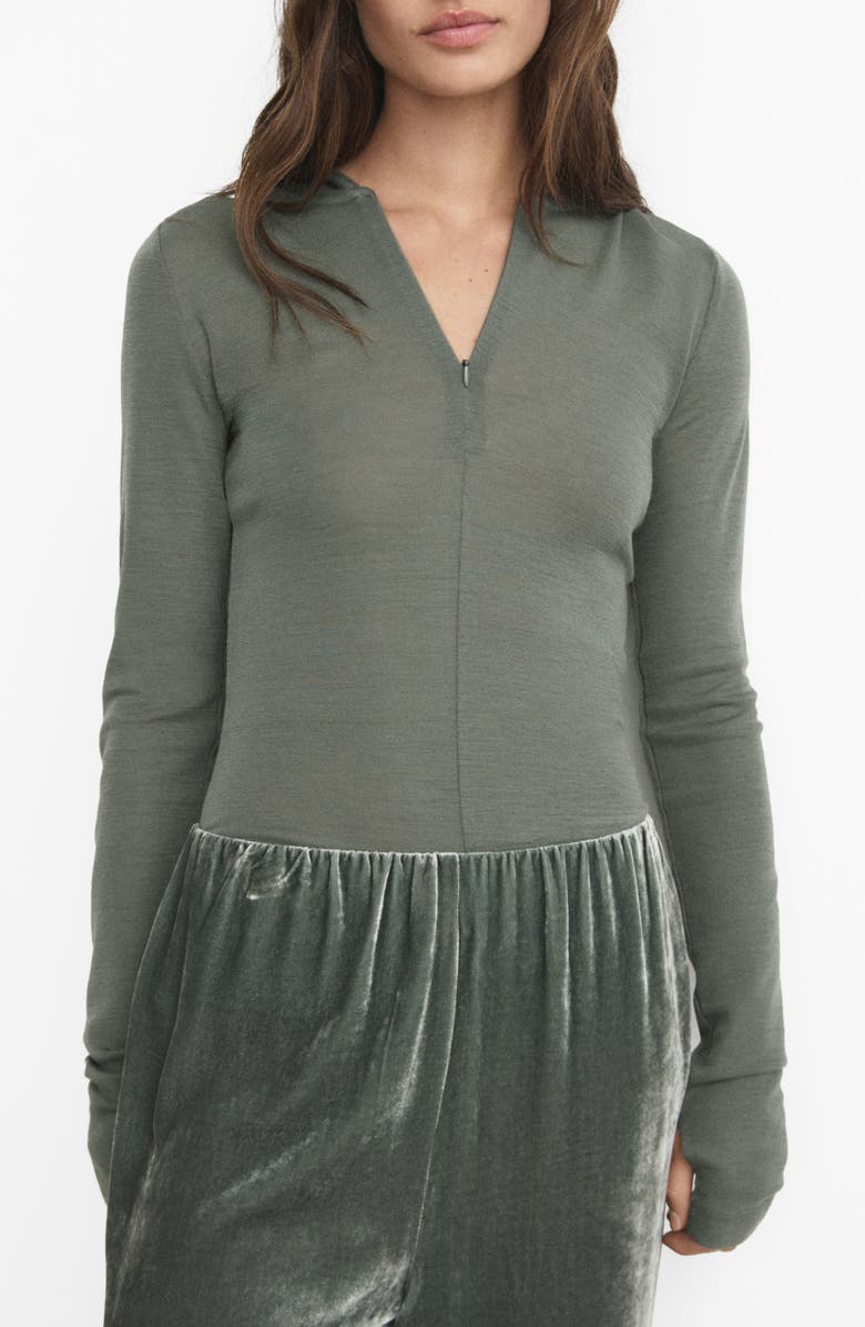 MANGO Wool Zip Hoodie, Main, color, Green