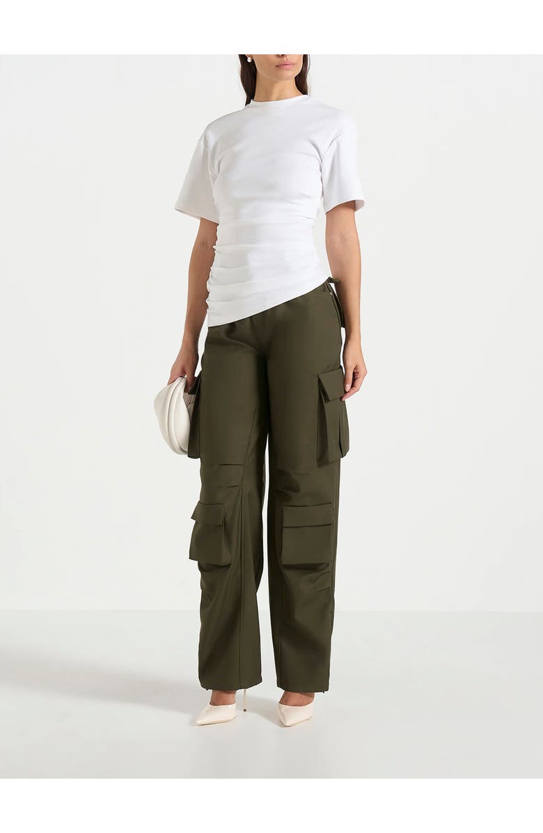 Manière De Voir Emilie Tailored High Rise Cargo Trousers, Alternate, color, Olive