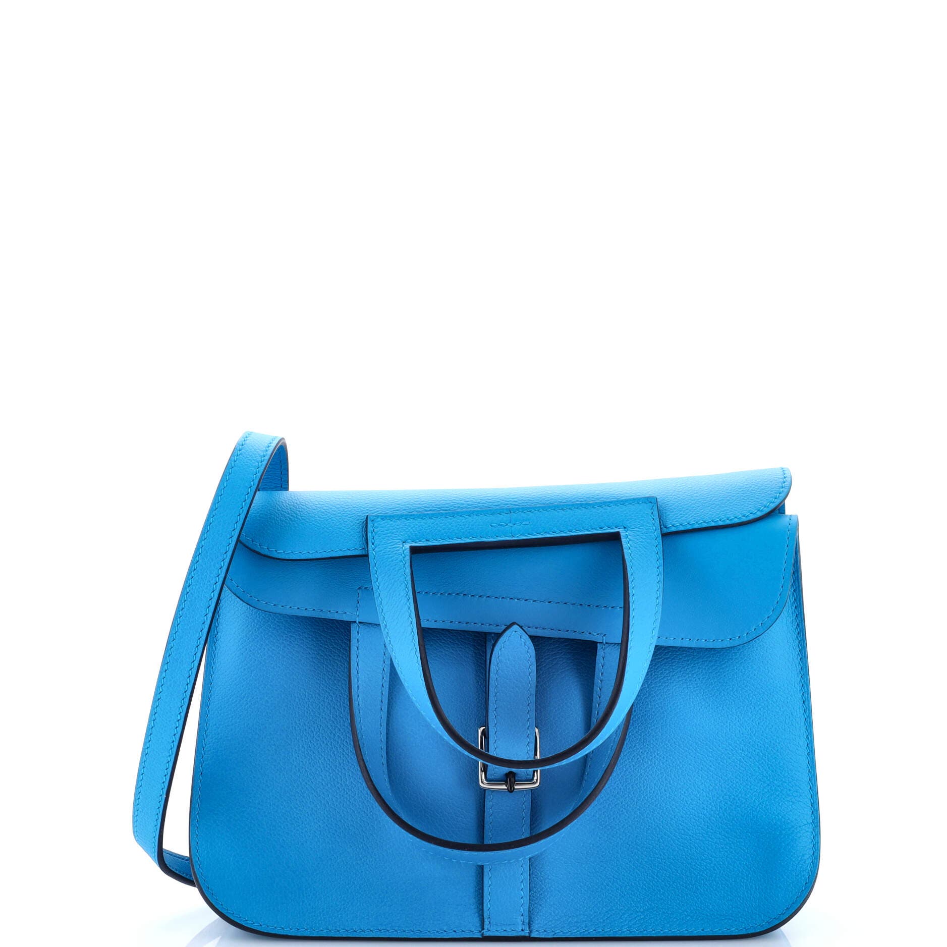 Pre-Owned Hermes Halzan Bag Evercolor 25, Main, color, Bleu Zanzibar