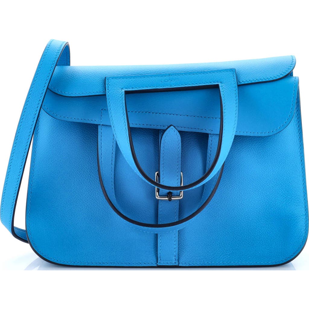 Pre-owned Hermes Hermes Halzan Bag Evercolor 25 In Blue