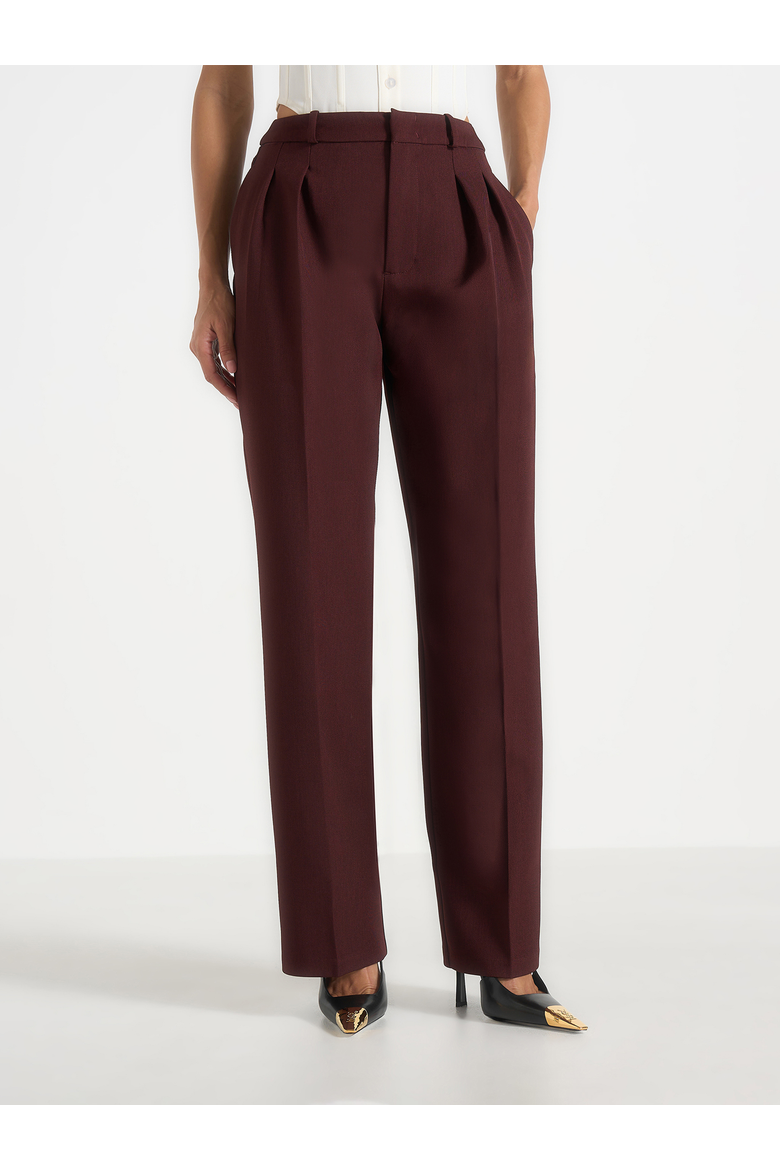 Julie Pleat Front Trousers, Alternate, color, Wine Red