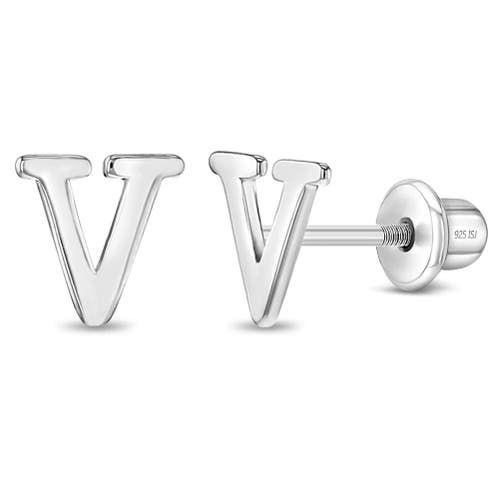 In Season Jewelry Polished Initial Letters Earrings in Letter V at Nordstrom