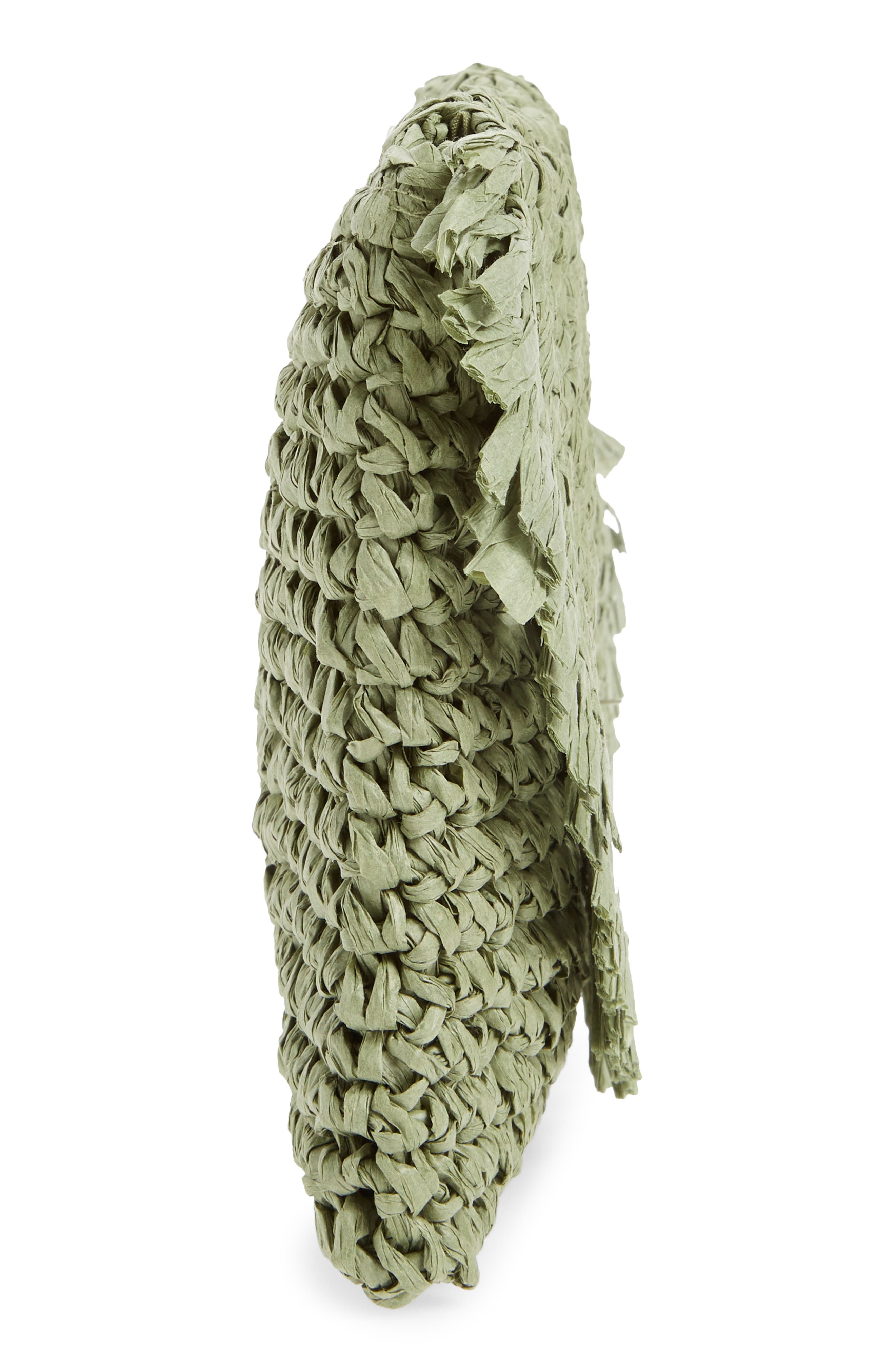 Clara Soft Straw Clutch, Alternate, color, GREEN HOPPER