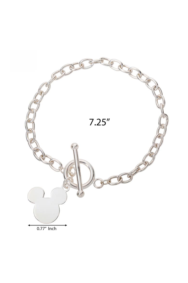 Mickey Mouse Jewelry, Sterling Silver Toggle Bracelet, Alternate, color, Metallic Silver