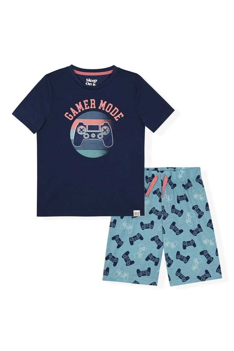 Kids' Graphic T-Shirt & Pajama Shorts Set, Main, color, NAVY