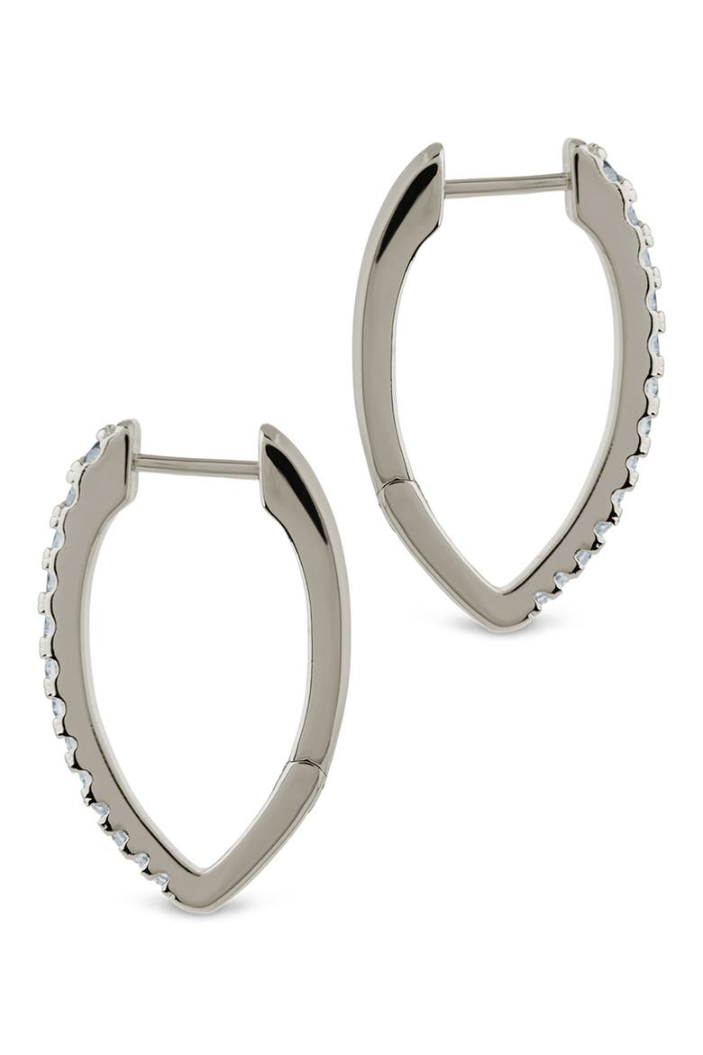 Kenia Cubic Zirconia Marquise Hoop Earrings, Alternate, color, SILVER