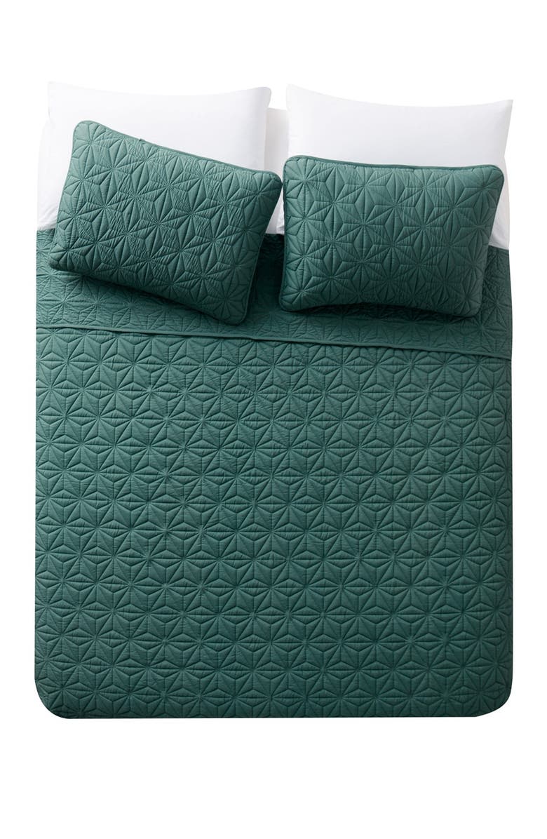 VCNY HOME Kaleidoscope Embossed Geometric Quilt 3-Piece Set, Main, color, Green