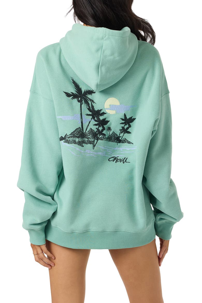 Tropic Melt Oversize Cotton Blend Hoodie, Alternate, color, GREEN