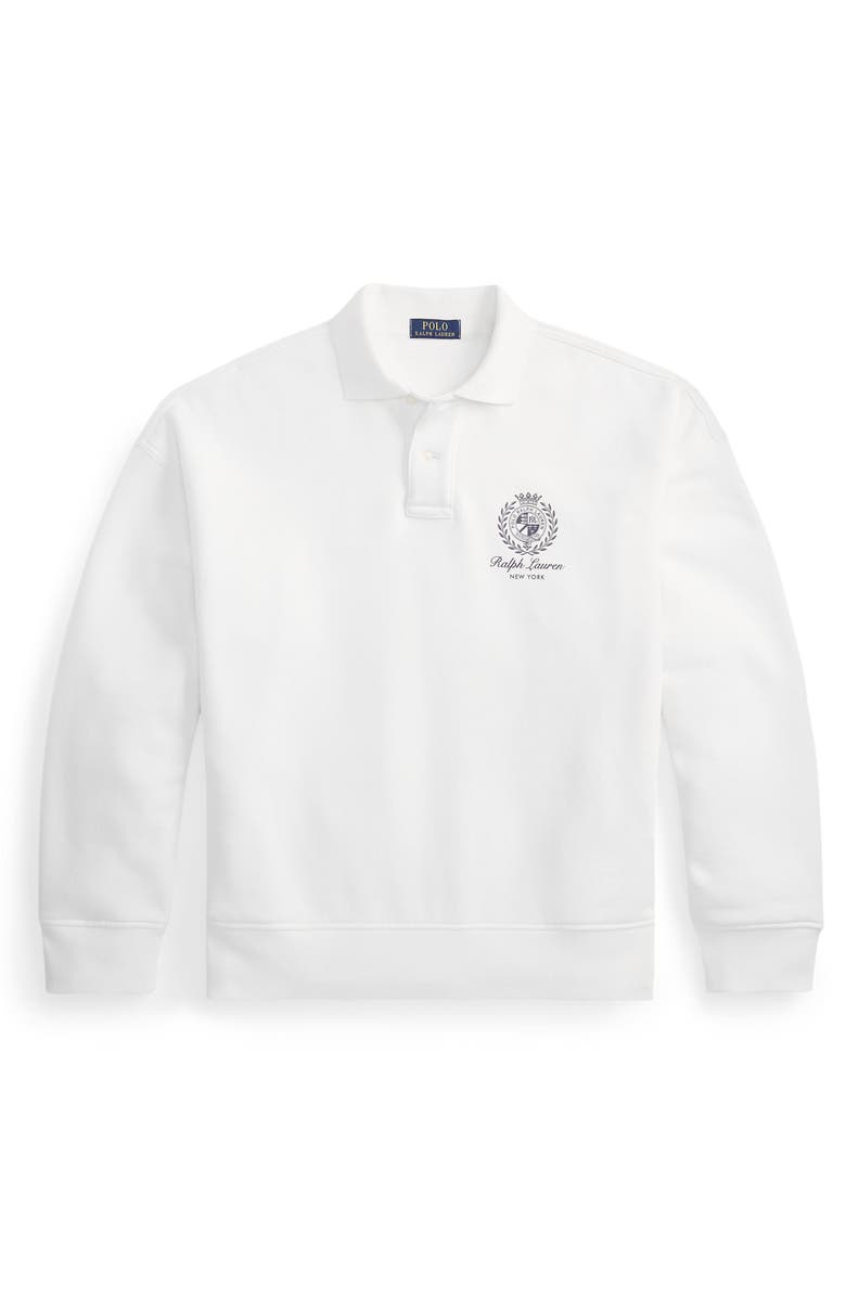 Polo Ralph Lauren Relaxed Fit Fleece Graphic Polo Sweatshirt, Alternate, color, White