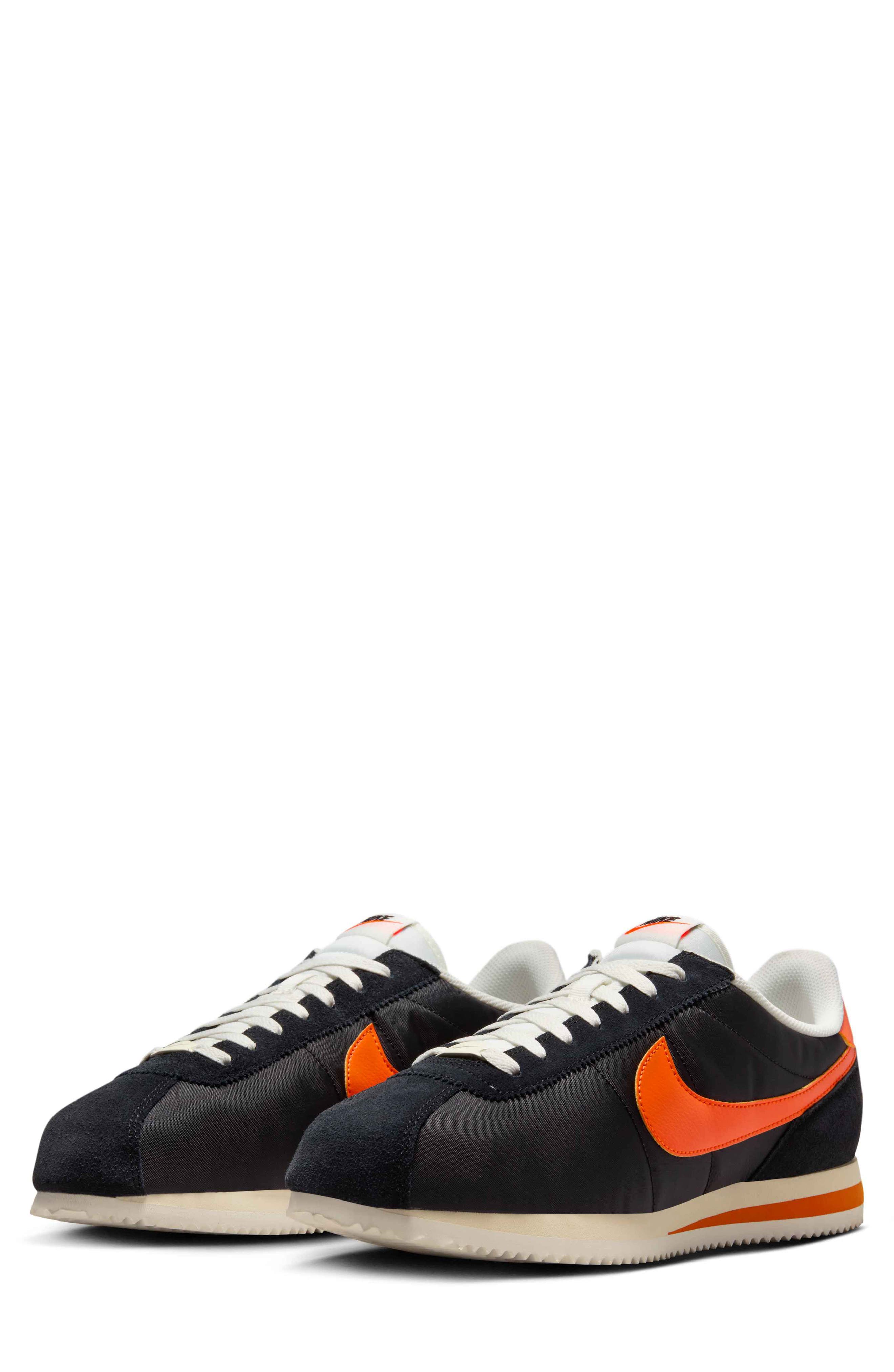 Cortez TXT Sneaker, Main, color, BLACK/ SAIL/ SAFETY ORANGE
