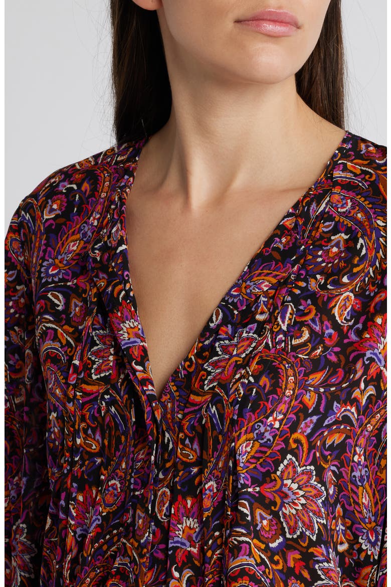 Roxanne Paisley Print Button-Up Top, Alternate, color, BLACK MULTI
