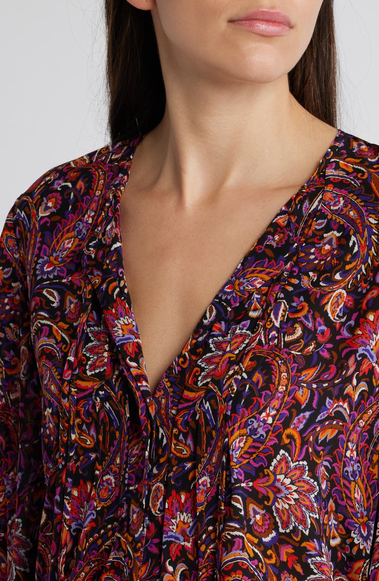 KOBI HALPERIN Roxanne Paisley Print Button-Up Top, Alternate, color, Black Multi