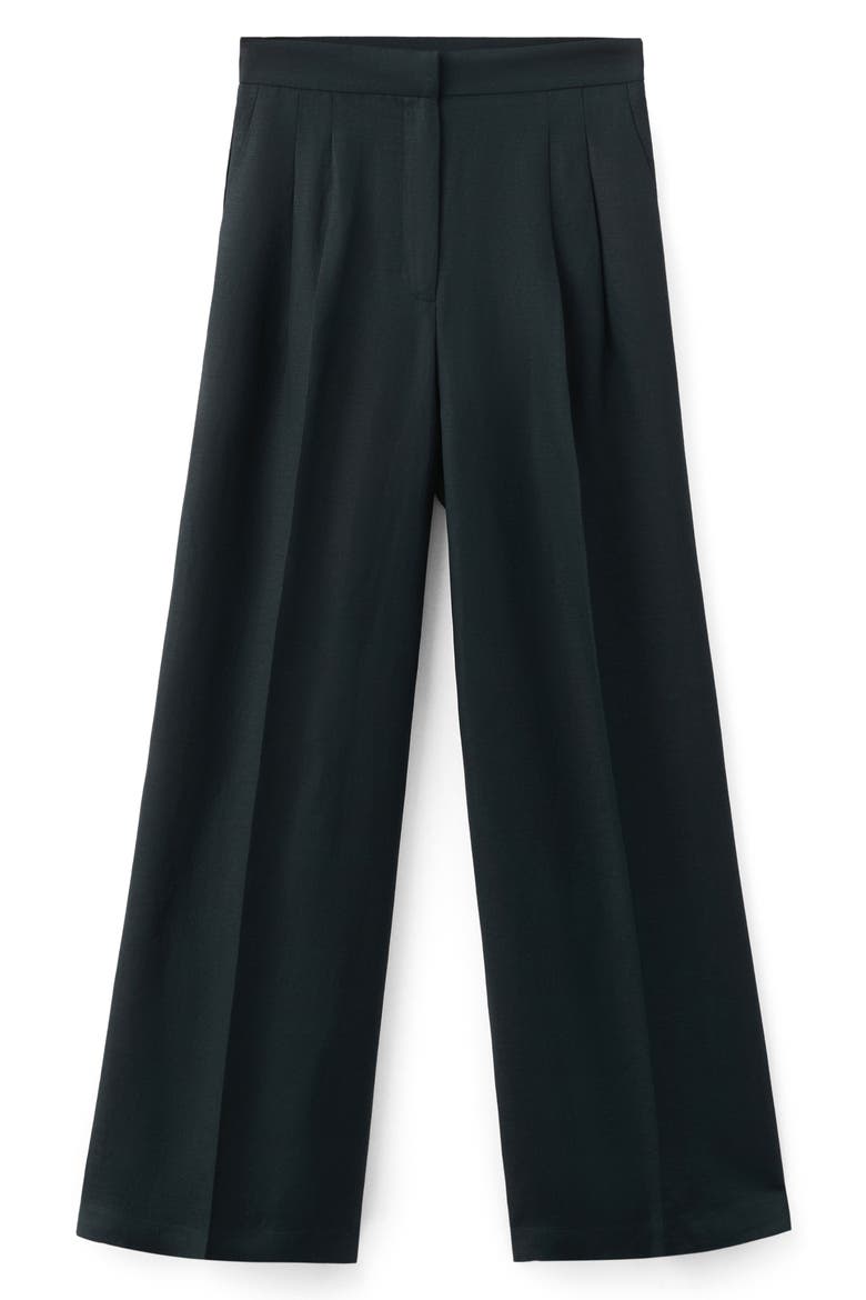 Straight Fit Linen Blend Pants, Alternate, color, NAVY