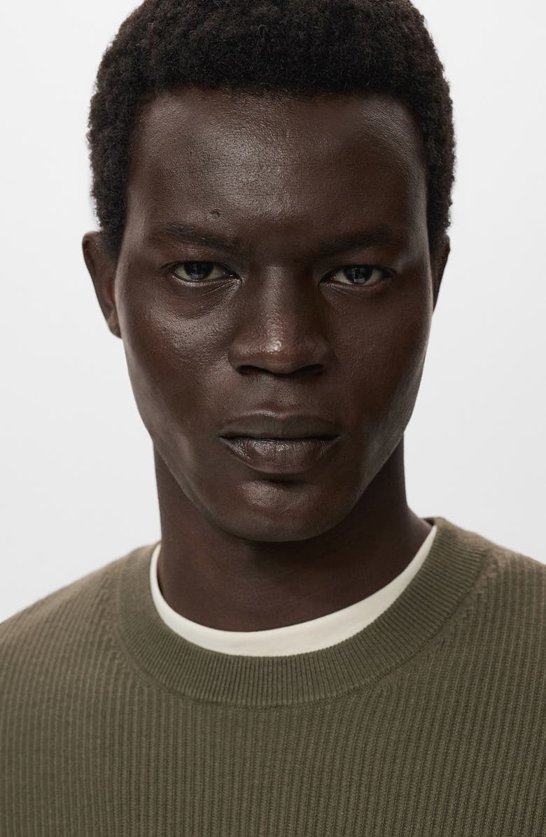 MANGO Regular Fit Crewneck Rib Sweater, Alternate, color, Olive Green