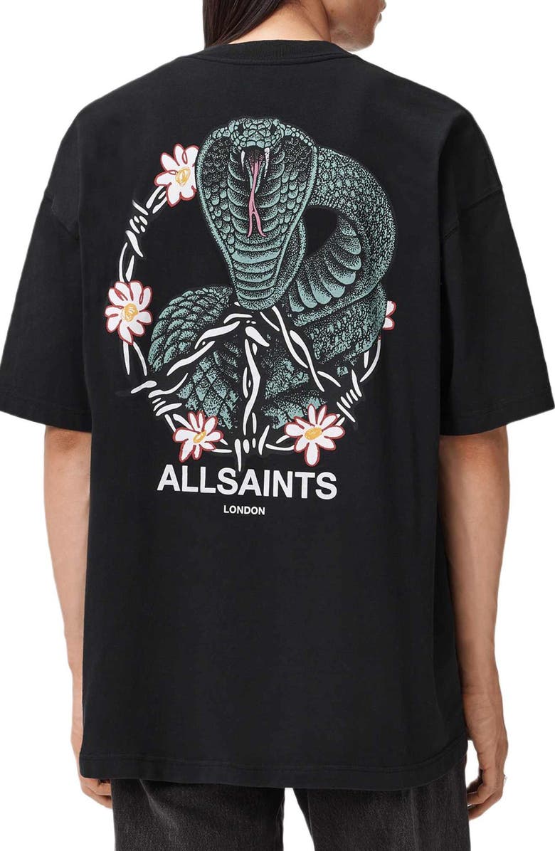 AllSaints Snakebite T-Shirt, Alternate, color, Washed Black