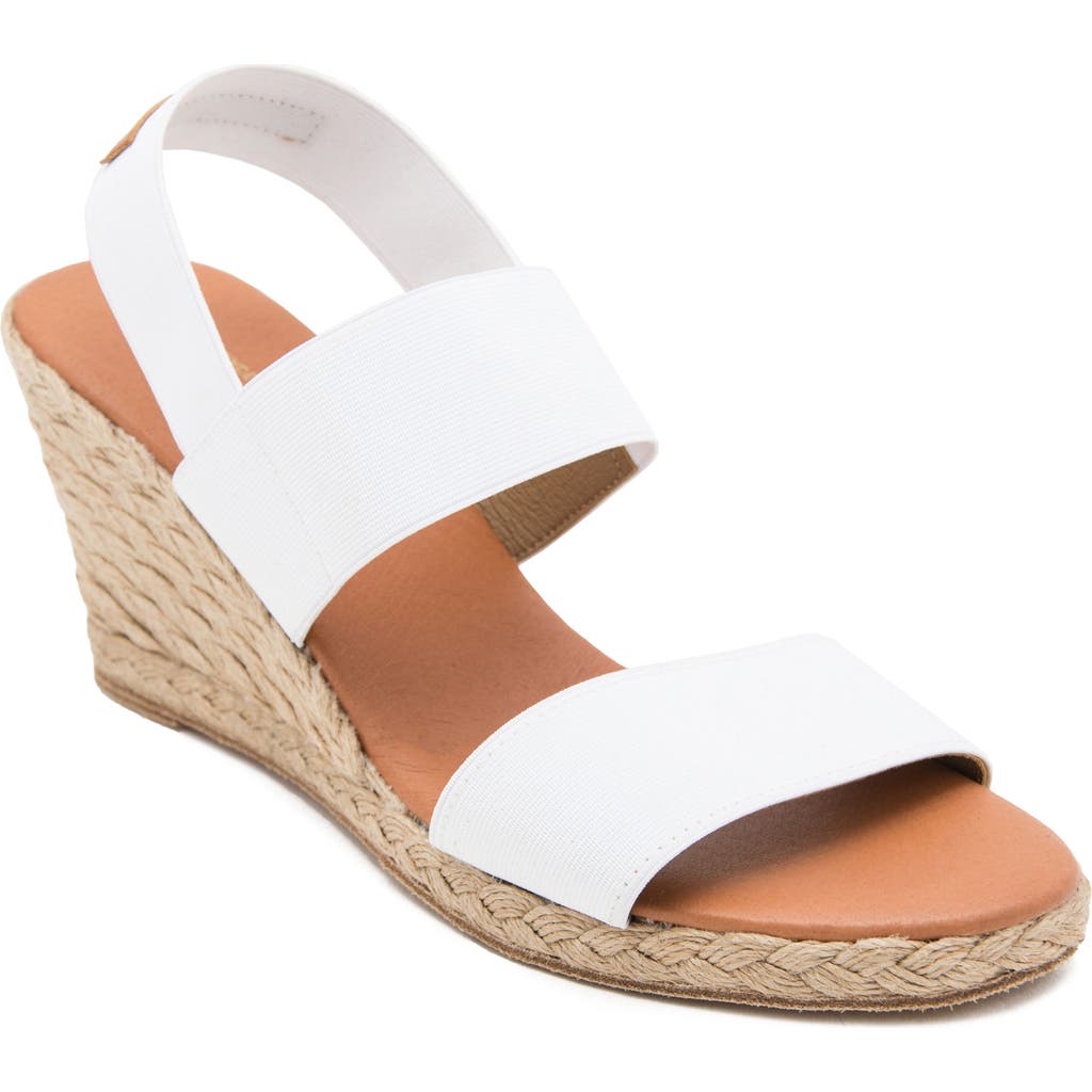 André Assous Allison Wedge Sandal in White Fabric  product