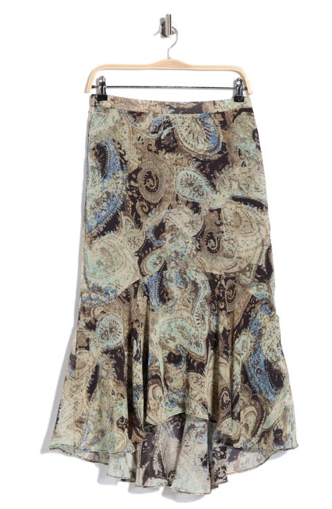 Paisley Ruffle Hem High-Low Skirt