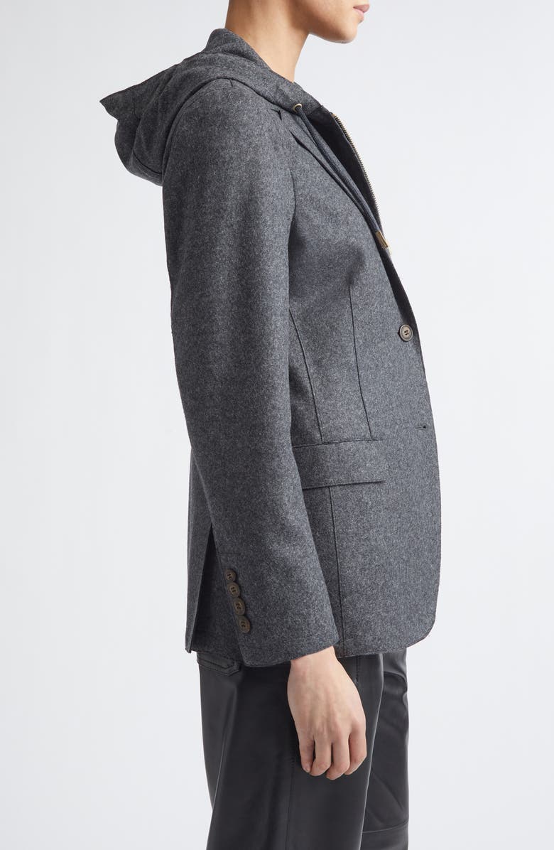 Eleventy Wool Blend Flannel Blazer with Removable Hooded Bib, Alternate, color, Carbon